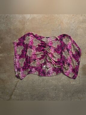 VTG 90s Y2K Jaipur Sequin Ruched Butterfly Fairy Sheer Poncho S/M